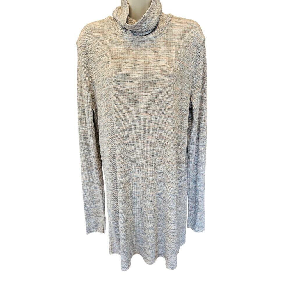 We the free people sz L multi colored ribbed long sleeve high neck shirt dress